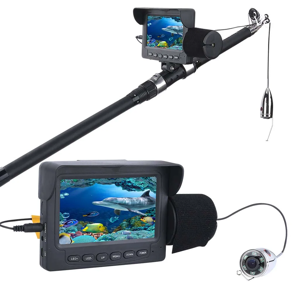 

PDDHKK 15 м 4,3-дюймовый ЖК-монитор 1000TVL видео рыболокатор Водонепроницаемая подводная рыболовная камера из нержавеющей стали 6 шт. белые светоди...