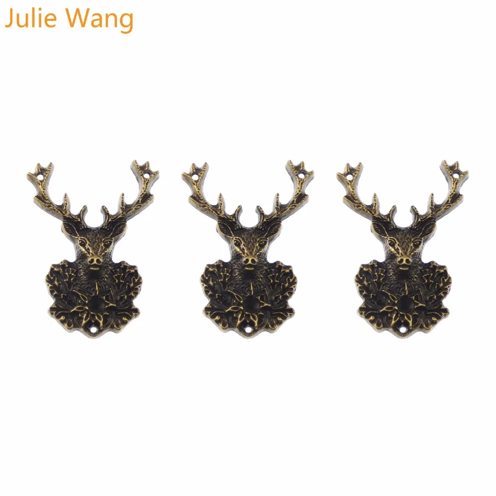 Julie Wang 3 шт./лот античная бронза цинковый сплав Лось Подвески Винтажные Ювелирные