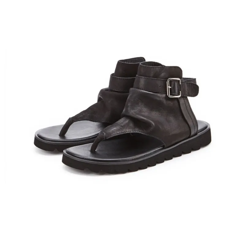 Сандалии-гладиаторы мужские из натуральной кожи с ремешком и пряжкой | Обувь