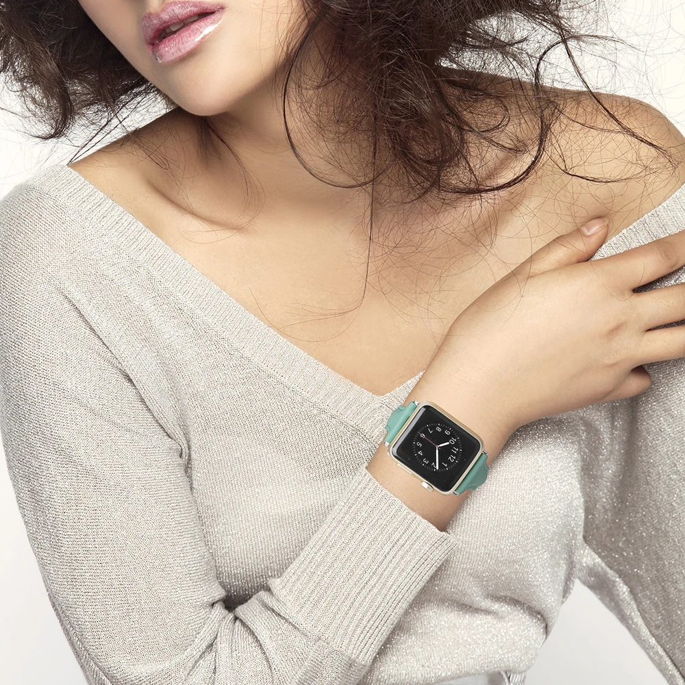 Ремешок кожаный для iwatch Watch Series 1 2 3 38 мм 42 классический мужской и женский браслет