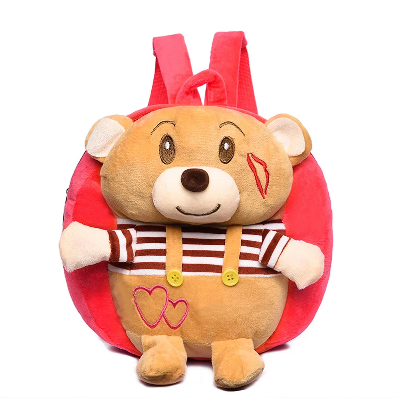 red bear Милый мультфильм детский плюшевый рюкзак игрушки чучела пчела Медведь обезьяна мини школьные сумки детские подарки мальчик девочка ребенок студенческий сумки прекрасный - Цвет: red bear