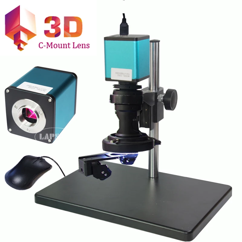 3D стерео и 2D (2 модели) объектив 180X + Цифровая промышленная камера C-Mount полный