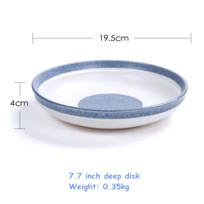 Floco de Esmalte Azul e Branco Disco de Cerâmica Japonês e Coreano cm de Profundidade Simples em Torno de 19.5 Pratos Bocas Louça Estilo Prato &