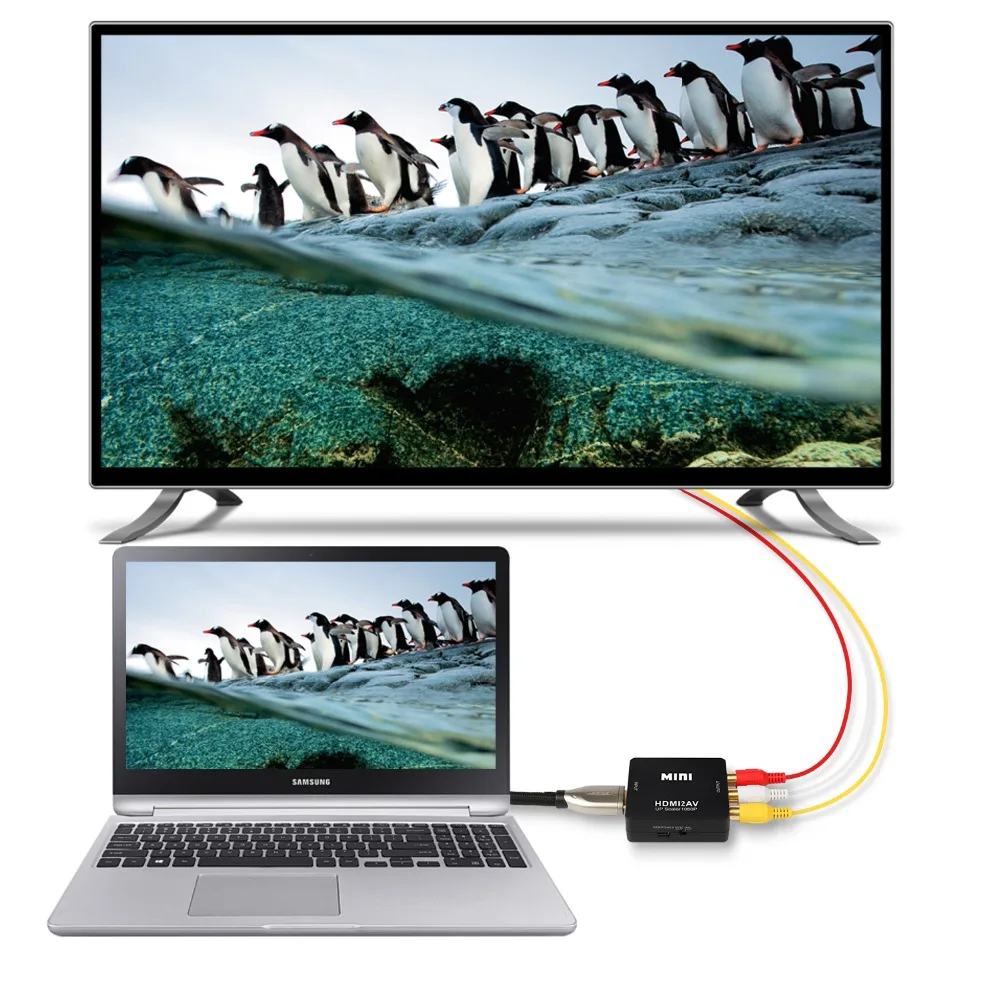 YUNCLOUD HDMI в AV Scaler 1080P конвертер коробка HDMI в RCA AV/CVSB L/R Компонентный видео адаптер HDMI2AV HD Поддержка NTSC PAL
