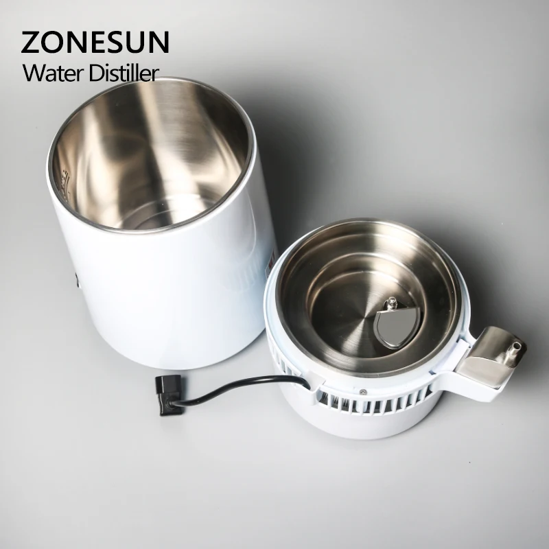 ZONESUN 4L портативный дистиллятор для воды из нержавеющей стали очиститель фильтра