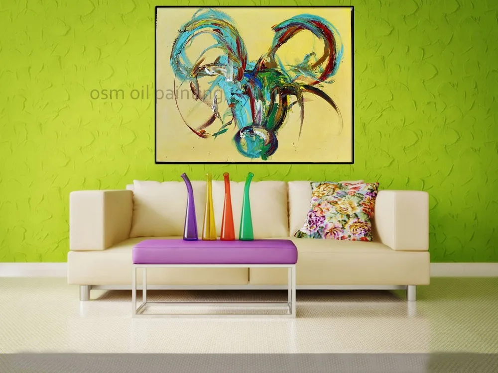 Новый стиль ручная роспись Современная животная коровья голова картина маслом