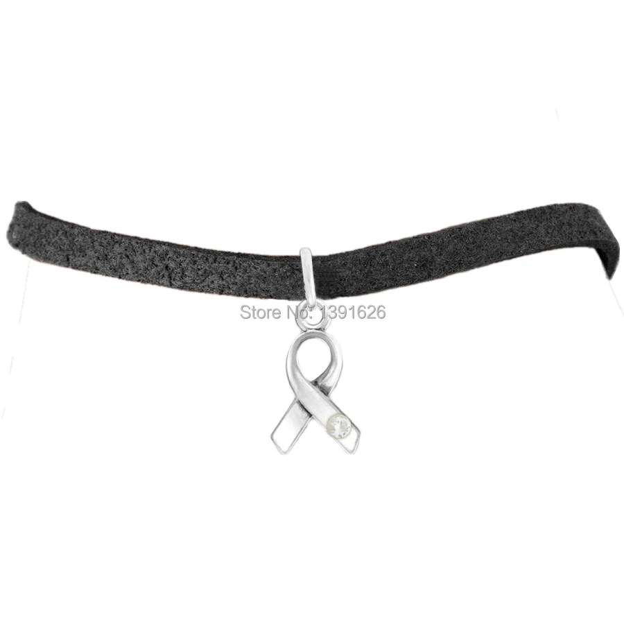 Against Domestic Violence Ribbon Znic Alloy Silver Clear Crystal Charm Leather Bracelets | Украшения и аксессуары