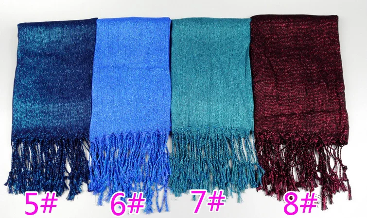 Женские Модные Простые шарфы из вискозы с люрексом мусульманские Длинные