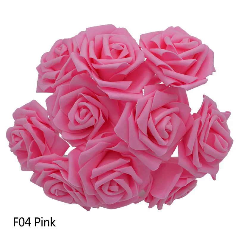 F04pink 25 голов 8 см новые красочные искусственные из ПЭ пены розы Букет невесты домашний Свадебный декор Скрапбукинг DIY Поставки - Цвет: F04pink