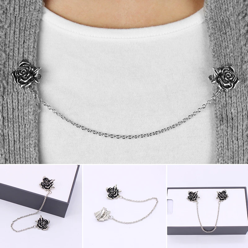 Женская винтажная цепочка в виде Розы зажим для кардигана девушки яркий цветок