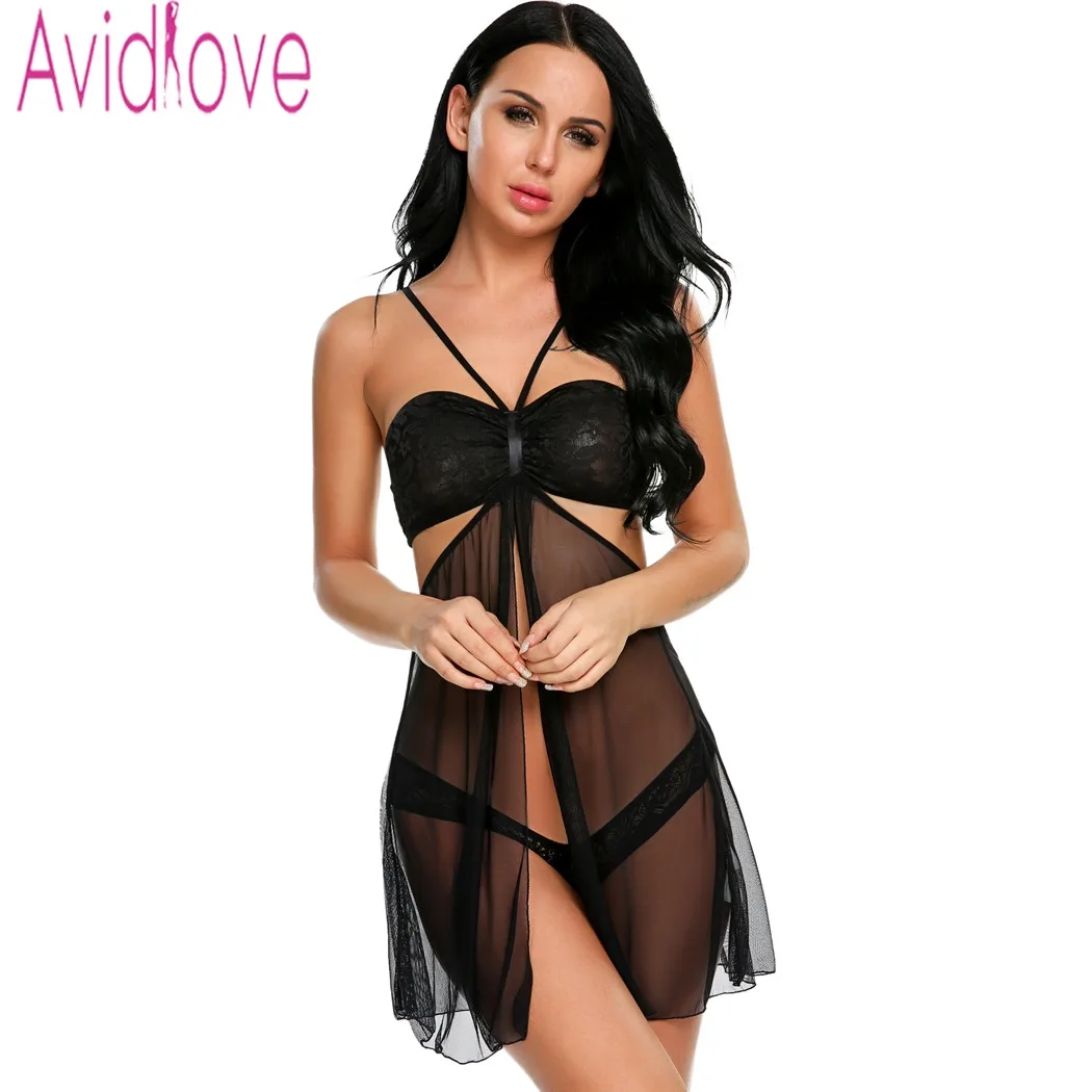 Бренд Avidlove 2017 ночное белье для женщин сексуальное открытая спереди Babydoll нижнее