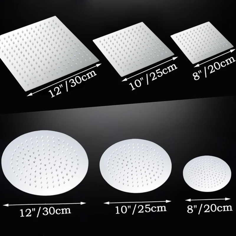 bakala round square 81012 inch stainless steel showerhead bathroom shower faucet head rain ultrathin shower head lc1010 free global shipping