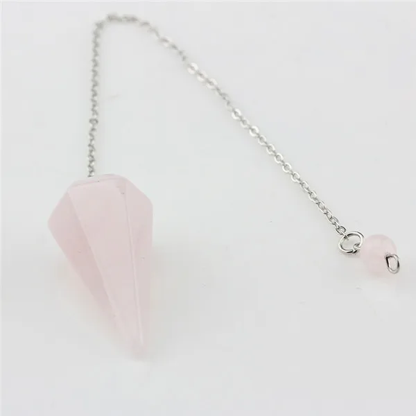 Rock Pink Quartz Натуральный Рок розовый белый кварц Кристалл Камень шестиугольная Пирамида рейки маятниковая подвеска амулет для чакр Европейская мода ювелирные изделия - Окраска металла: Rock Pink Quartz