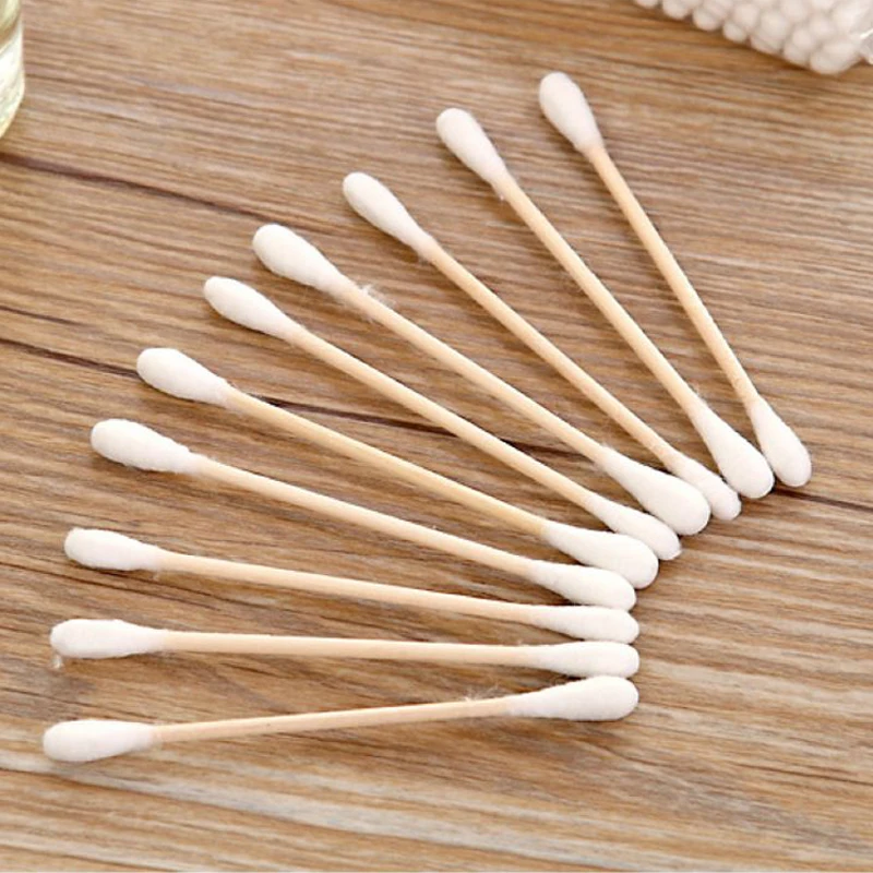 Высококачественные деревянные ватные палочки с двойной головкой косметика для