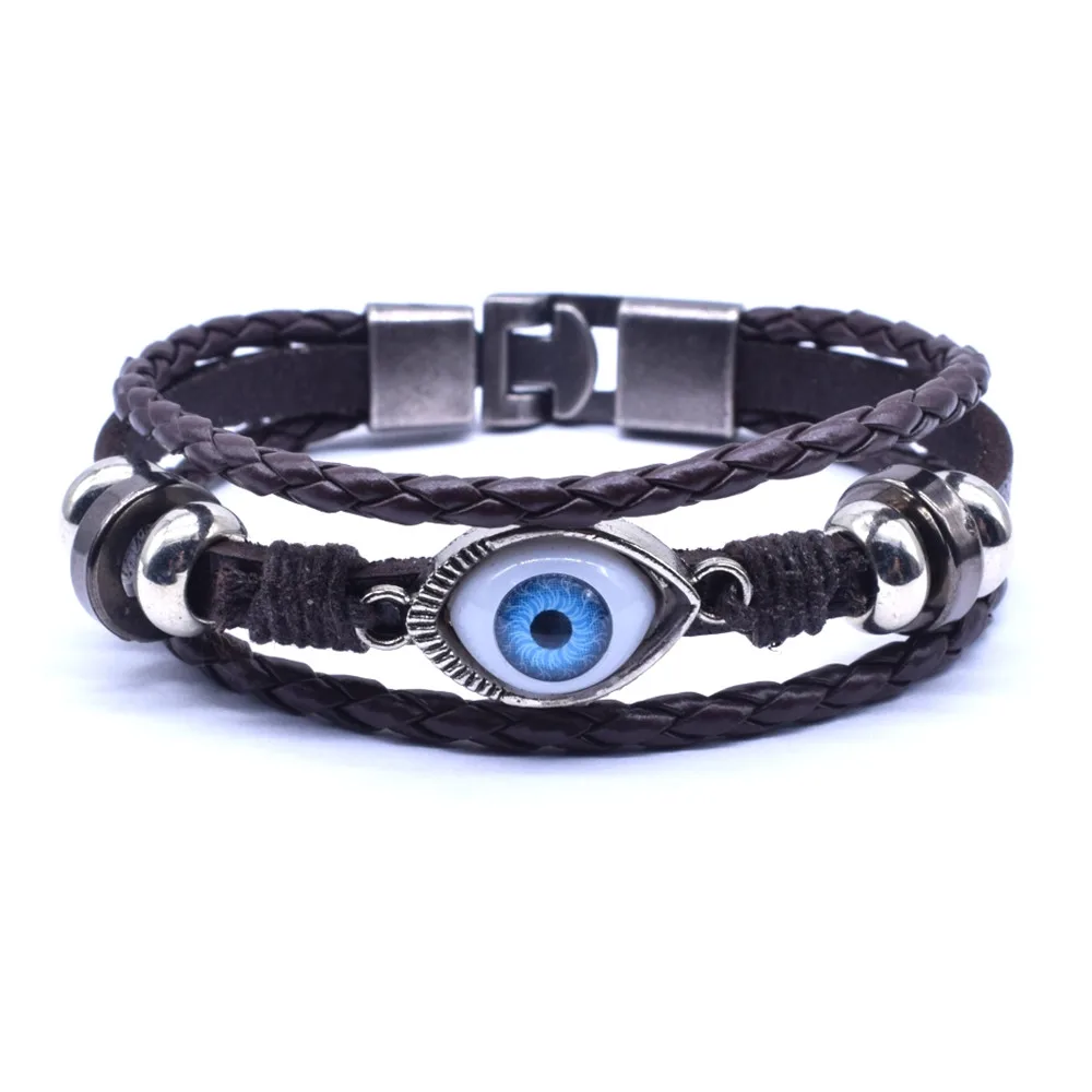 2019 новое поступление черный и коричневый Многослойный кожаный браслет мужской 20