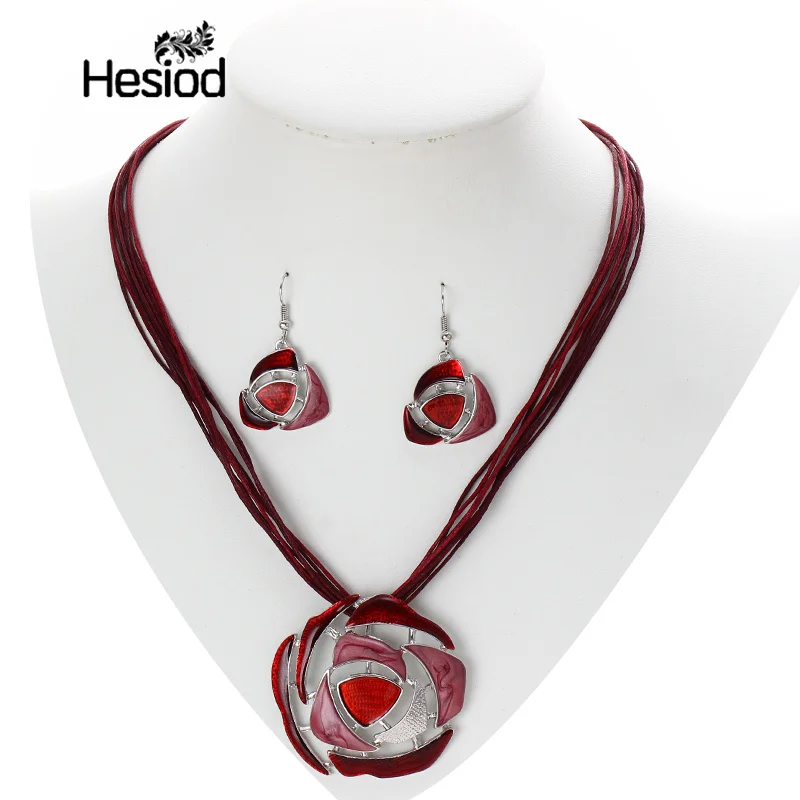 Комплект из колье и серёг в африканском стиле|enamel flower jewelry sets|african setflower set |