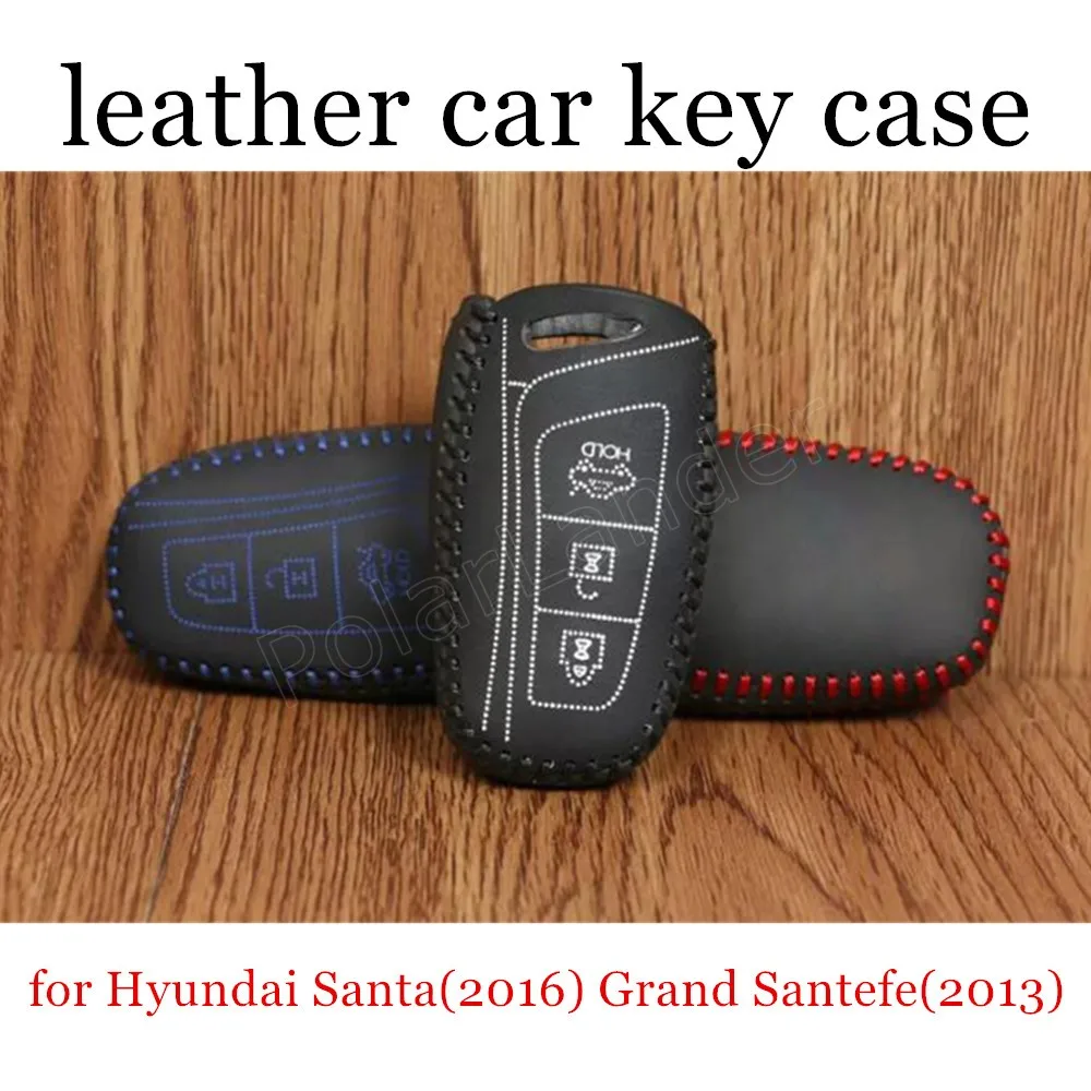 

Only Red car accessory fit for Hyundai Santafe(2015) Grand Santafe(2013) Equus(2013) Car key case cover hand sewing real leather
