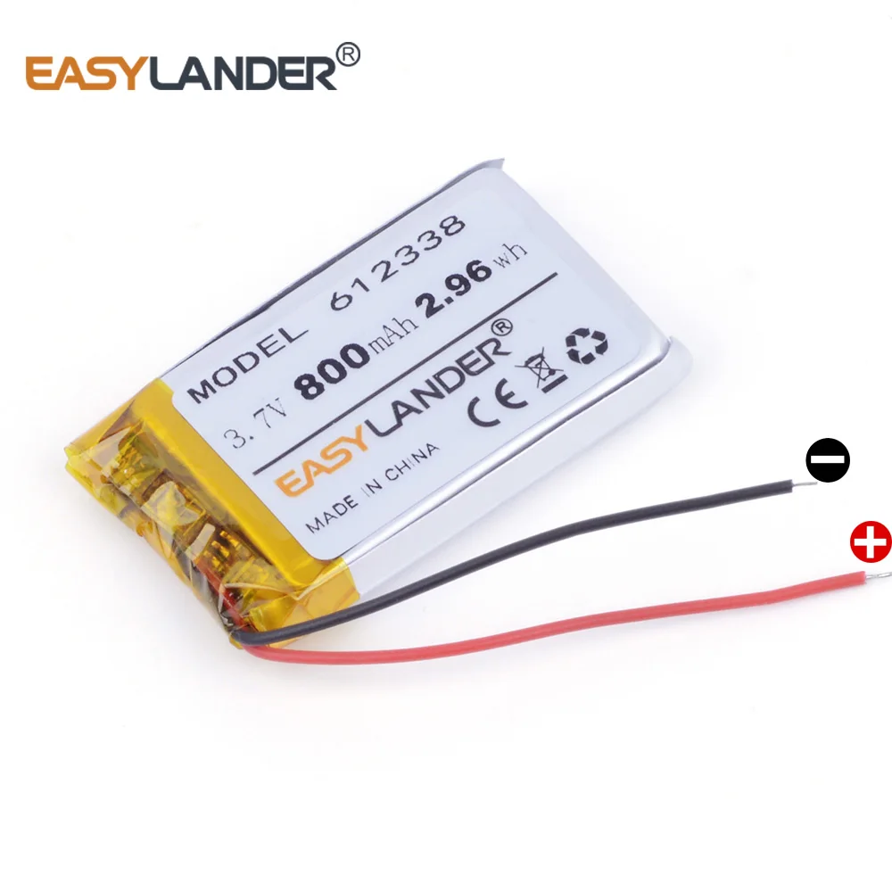 612338 3 7 V 800mAh перезаряжаемый литий полимерный аккумулятор для игрушек millet GPS TEXET FHD