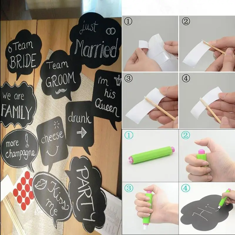 25 шт./компл. черные карты + палка клей Photo Booth Реквизит любовь DIY фотографии