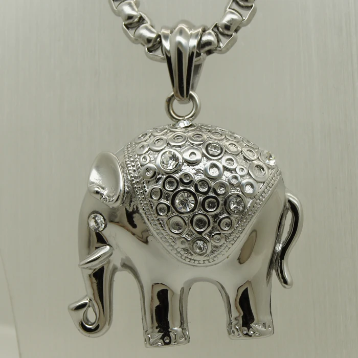 Цепочка Из Нержавеющей Стали 316L с кулоном в виде слона удачи ширина 60 см (23 6 дюйма)