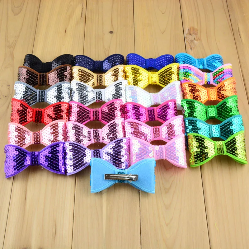 Лидер продаж новинка большой бант с блестками 32C 8 см неоновые цвета 160 шт./лот