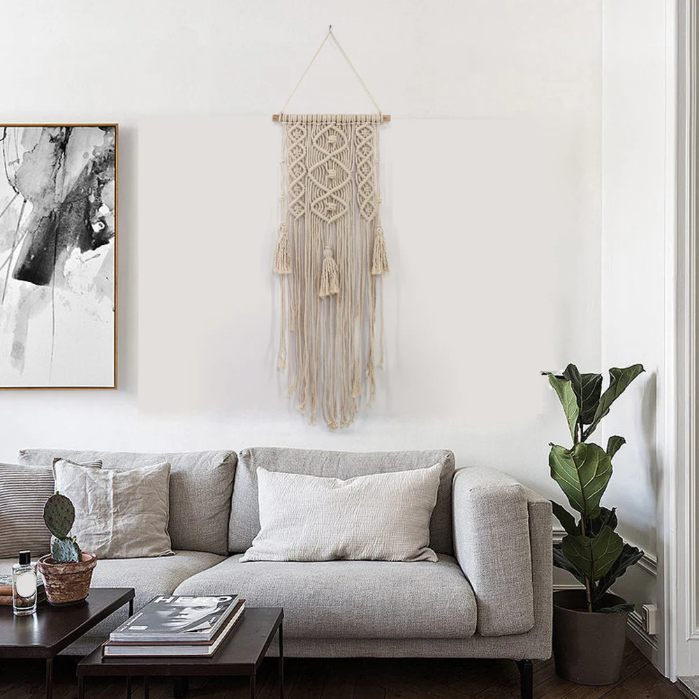 Vintage Cotton Thread Art Handmade Home Woven Tapestry Craft Living Room Bohemian Wedding Gift Wall Hanging Decoration | Дом и сад