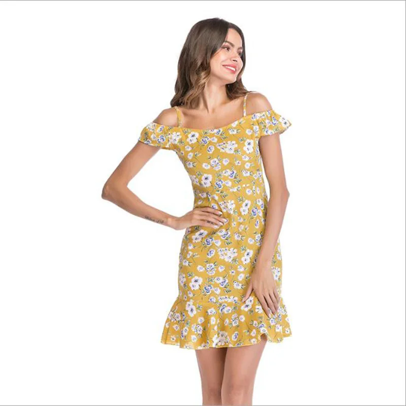 Simplee летнее платье с открытыми плечами и цветочным рисунком винтажное пляжное