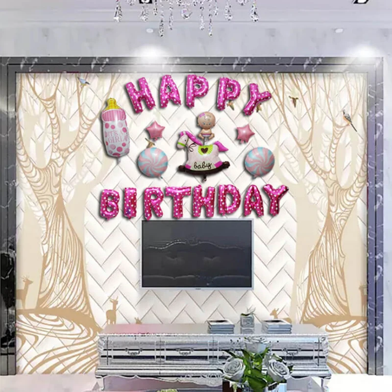 Toy Children's Inflatable Aluminum Foil Balloon Baby Happy Birthday Letter Balloons Party Decorations for Kids Pa | Дом и сад