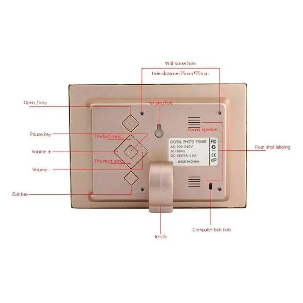 EastVita LED цифровая фоторамка 10 дюймов металлический 720P видео музыка календарь часы