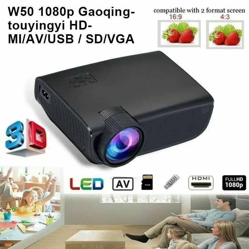 Светодиодный проектор домашний офис HD 1080p 3D мобильный телефон Wifi беспроводной с экраном проектор портативный проектор для Android/IOS