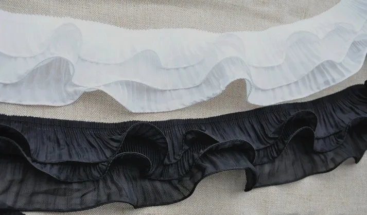 10 ярдов размер 7 см черный/белый цвет изысканное Качество Плиссированные шифон