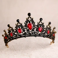 baroque black red green crystal heart bridal tiaras crown rhinestone diadem pageant veil tiara headband wedding hair accessories
