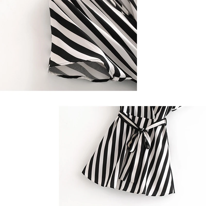 Женский комбинезон с V-образным вырезом в полоску | Женская одежда