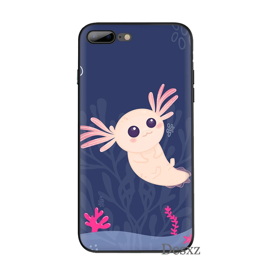 B7 Чехол для мобильного телефона iPhone 11 Pro XR X XS Max iPhone 6 6S 7 8 Plus 5 5S SE, чехол с милым животным Axolotl, черная сумка, корпус - Цвет: B7