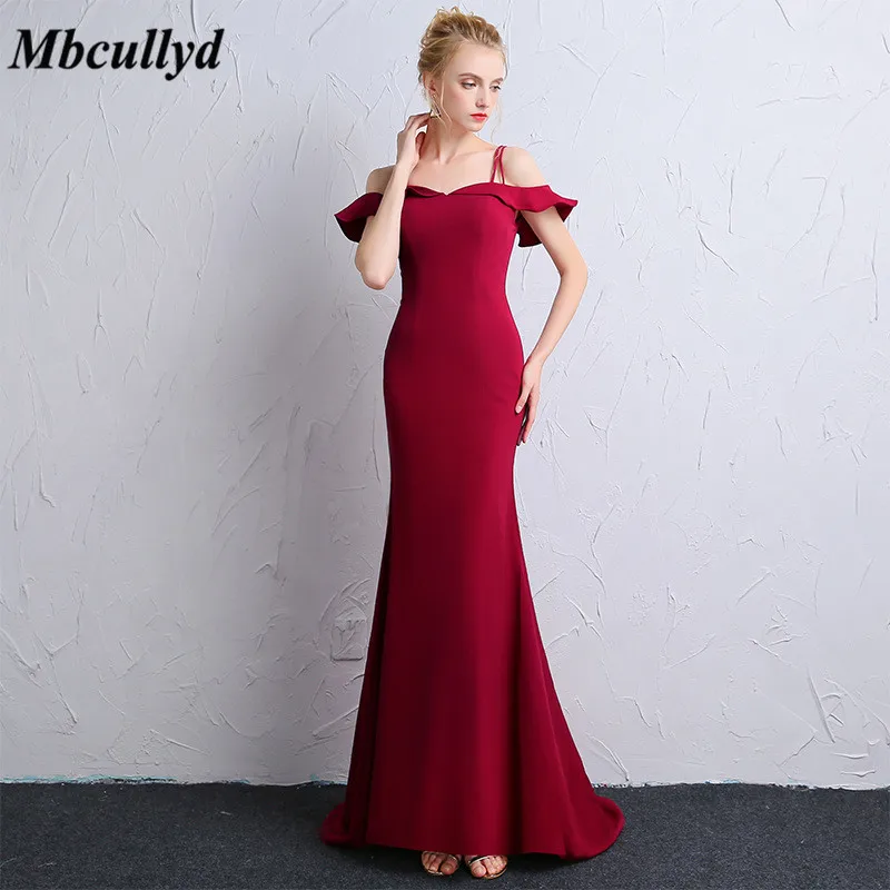 Mbcullyd Charming Mermaid Red Bridesmaid Dresses 2019 Luxury Satin Vestido de festa longo Long Sexy Backless Wedding Guest Dress | Свадьбы и