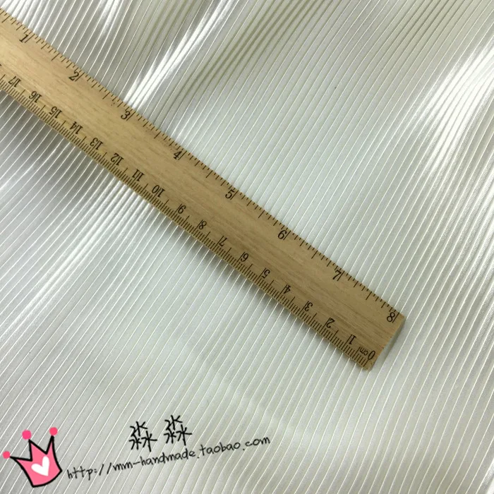 1psc белый полосатый рисунок ткани плиссе в гармошку шелковый атлас щебень через