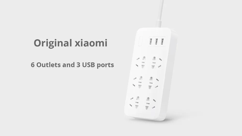 Xiaomi Mi Мощность розеток С 3 портами(стандарт 5V 2.1A быстрой зарядки удлинитель 6 розеток с предохранителем и универсальным питанием-от источника переменного или двери