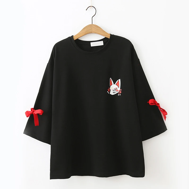 Японская винтажная аниме футболка для женщин Harajuku Kawaii Cat Graphic оверсайз женские Т