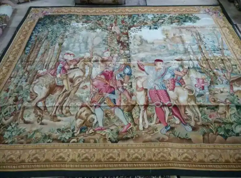 Beste Gratis Verzending 100% 9'X12'' Handgemaakte Wol Aubusson Gobelin Tapijt Franse Aubusson Grote Wandtapijt