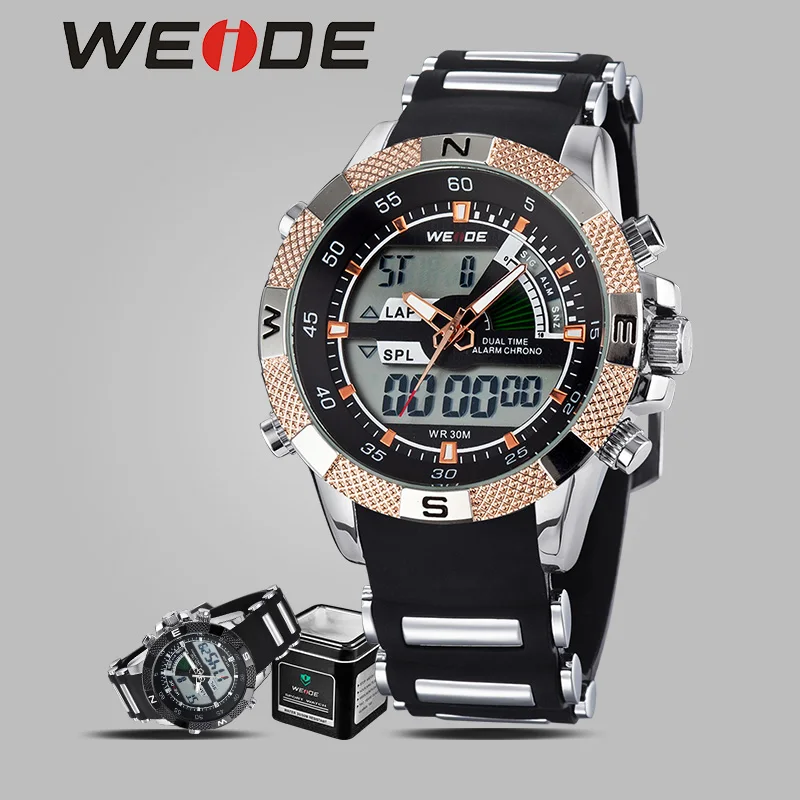 WEIDE Luxury Brand Gold часы Аналоговые Цифровые Sport Кварцевые Кемпинг наручные Мужчины