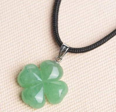 

Natural Dongling stone pendant necklace simple fine green four leaf flower pendant female JADES jewelry girl style