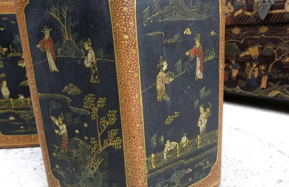 13 &quotКитайская ручная работа деревянная Лаковая посуда красивый рисунок чайные