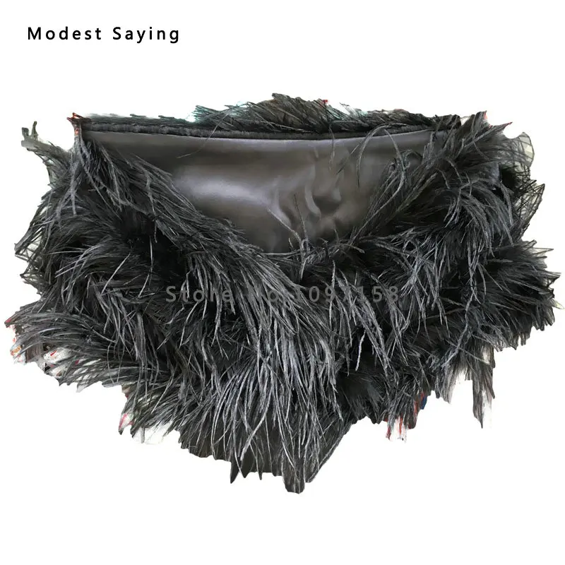 Настоящие элегантные черные пальто из страусиных перьев свадебное меховое