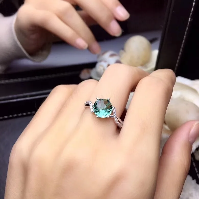 Элегантное Кольцо фейерверк с зеленым кварцем блестящее кольцо серебряными