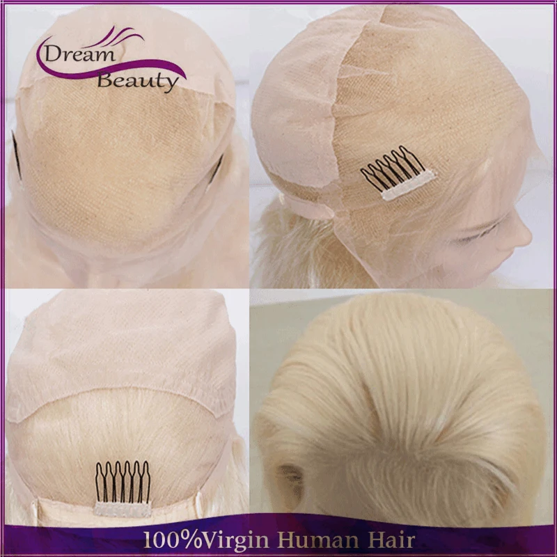 Top Quality Blonde Full Density Virgin Brazilian Thick Human Hair Wig Lace Cheap Front Glueless | Шиньоны и парики