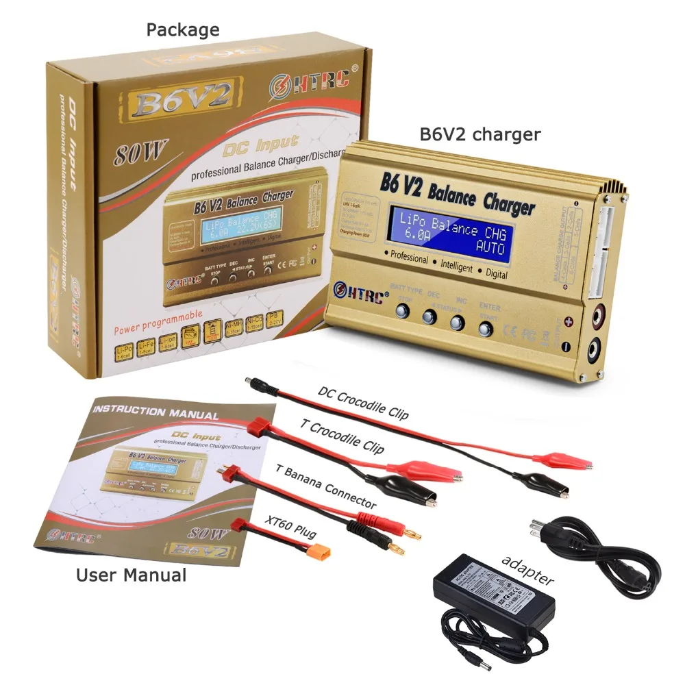 HTRC Imax B6 V2 80 Вт 6A RC баланс зарядное устройство для LiIon/LiFe/NiCd/NiMH/высокая мощность Батарея LiHV 15 в 6A адаптер переменного тока IMAX зарядное устройство