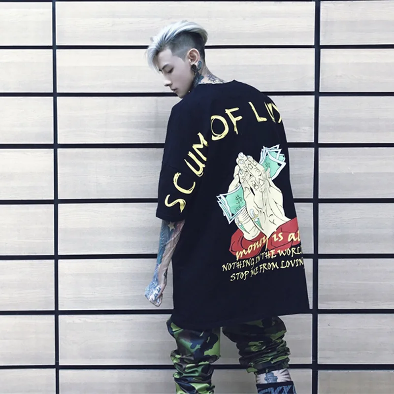 Money Above All Pray Tide 17ss серия комбинированная футболка с сердитым рисунком брендовый