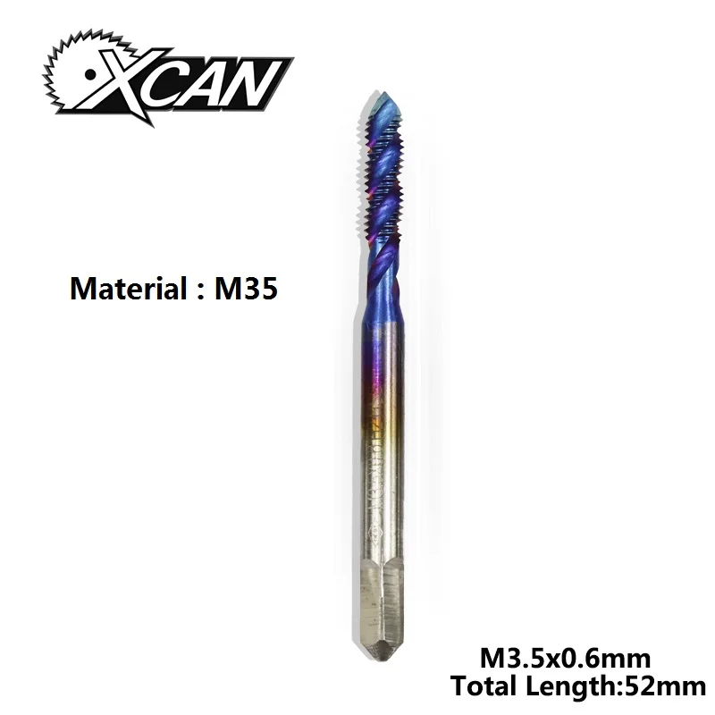 HSSM35-M3.5x0.6 Винтовой кран XCAN HSS из стали с титановым покрытием, спиральный метрический резьбовой кран M2/M2.5/M3/M3.5/M4/M5/M6, ручной кран TR - Цвет: HSSM35-M3.5x0.6