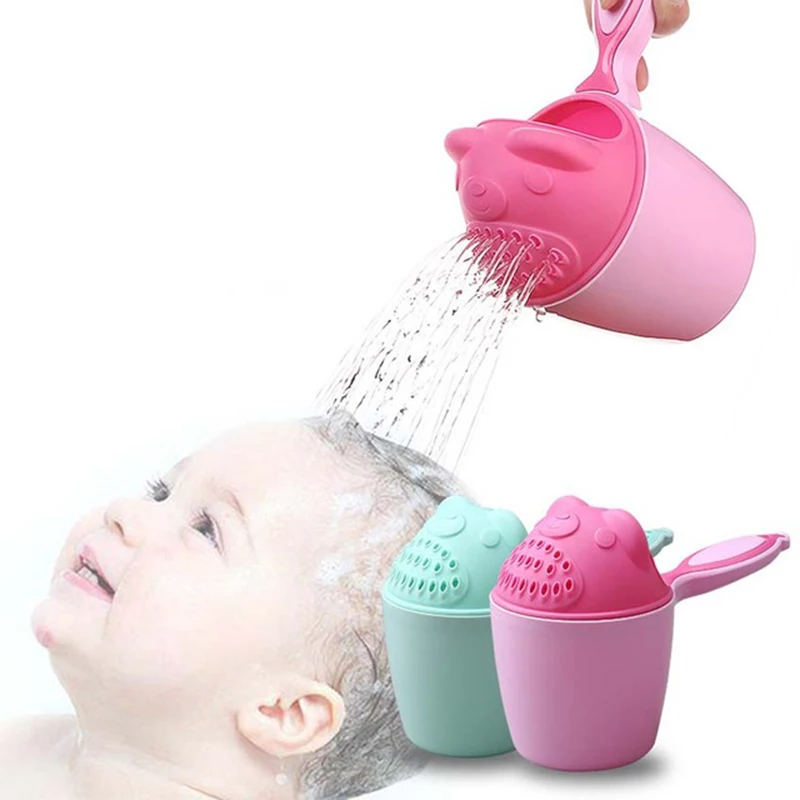 

Cartoon Baby Bath Caps Baby Shampoo Cup Children Bathe Bathing Bailer Baby Shower Spoons Child Washing Hair Cup Kids for 2 Color