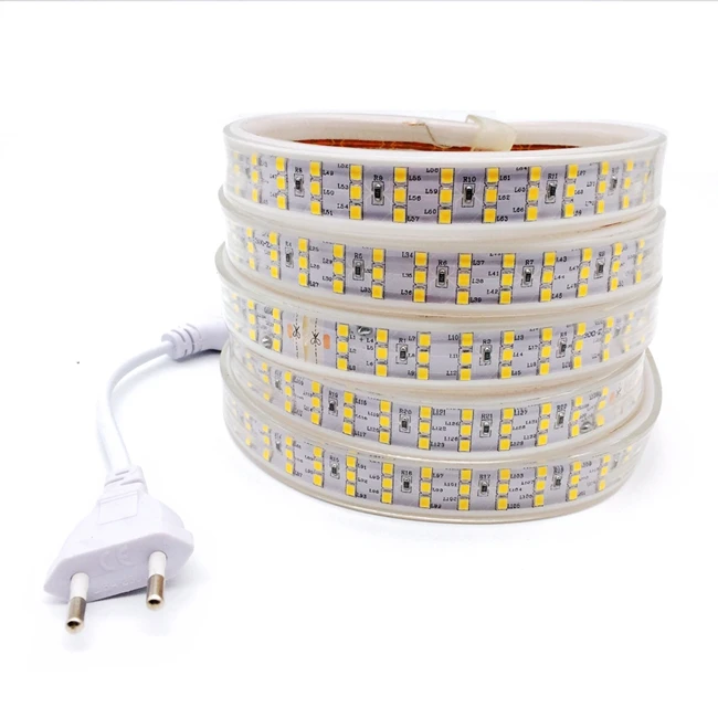 276LEDs Warm White 220 В Светодиодная лента высокой яркости 2835 Светодиодный уличный водонепроницаемый 276 светодиодный s/m гибкий светодиодный диодный светильник с европейской вилкой - Испускаемый цвет: 276LEDs Warm White
